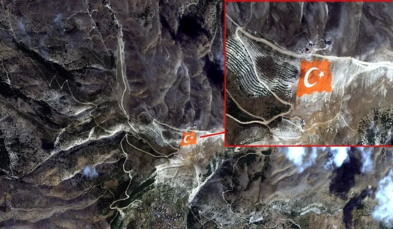 Kahramanmaraş Ahır Dağı’ndaki dev Türk Bayrağı uzaydan görüntülendi