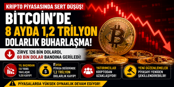 Bitcoin’de Sert Çöküş: 8 Ayda 1 Trilyon Doları Aşan Kayıp
