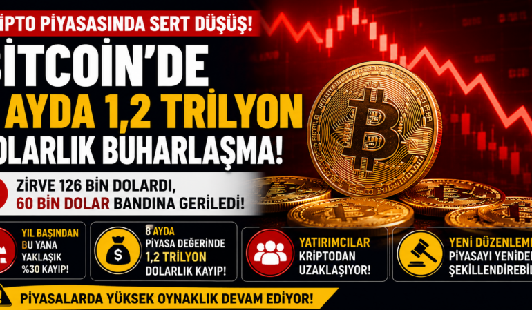 Bitcoin’de Sert Çöküş: 8 Ayda 1 Trilyon Doları Aşan Kayıp