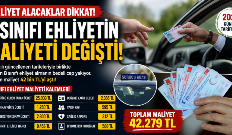 Ehliyet alacaklara kötü haber: B sınıfı ücretler yeniden değişti