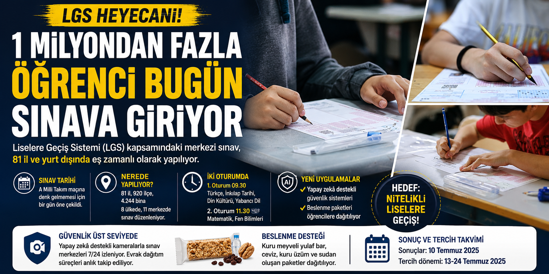 LGS heyecanı başladı: 1 milyondan fazla öğrenci sınavda