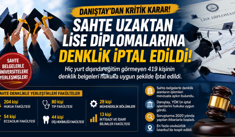 Danıştay’dan emsal karar: 419 kişinin diploması iptal edildi