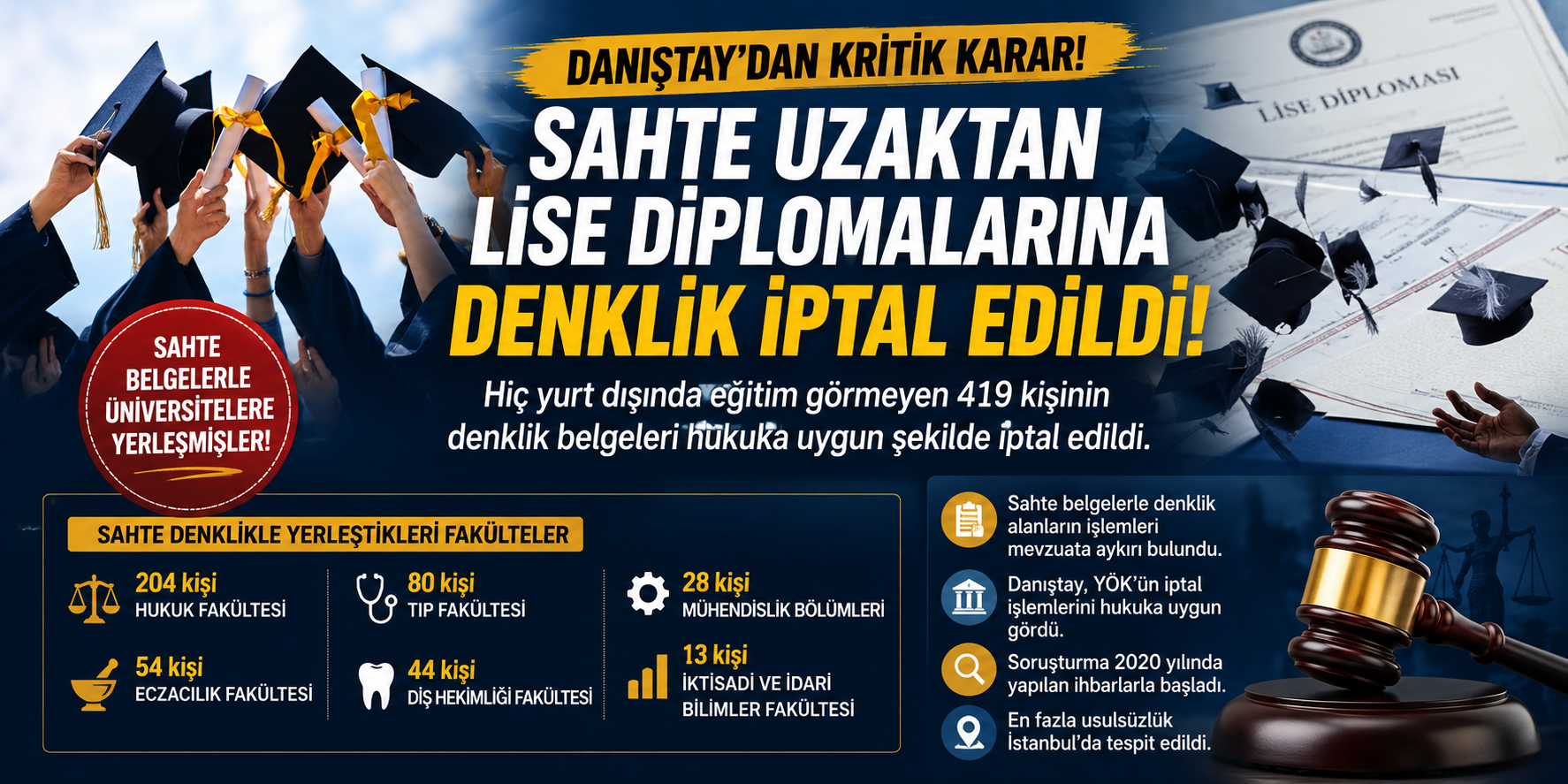 Danıştay’dan emsal karar: 419 kişinin diploması iptal edildi