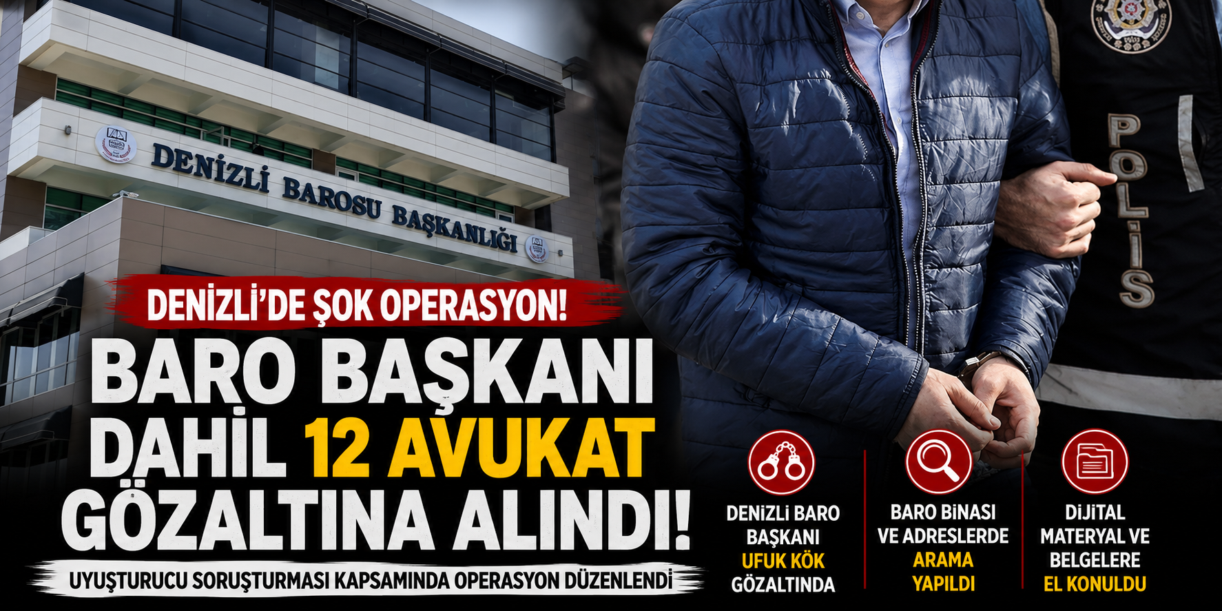 Denizli’de şok operasyon: 12 avukat gözaltına alındı