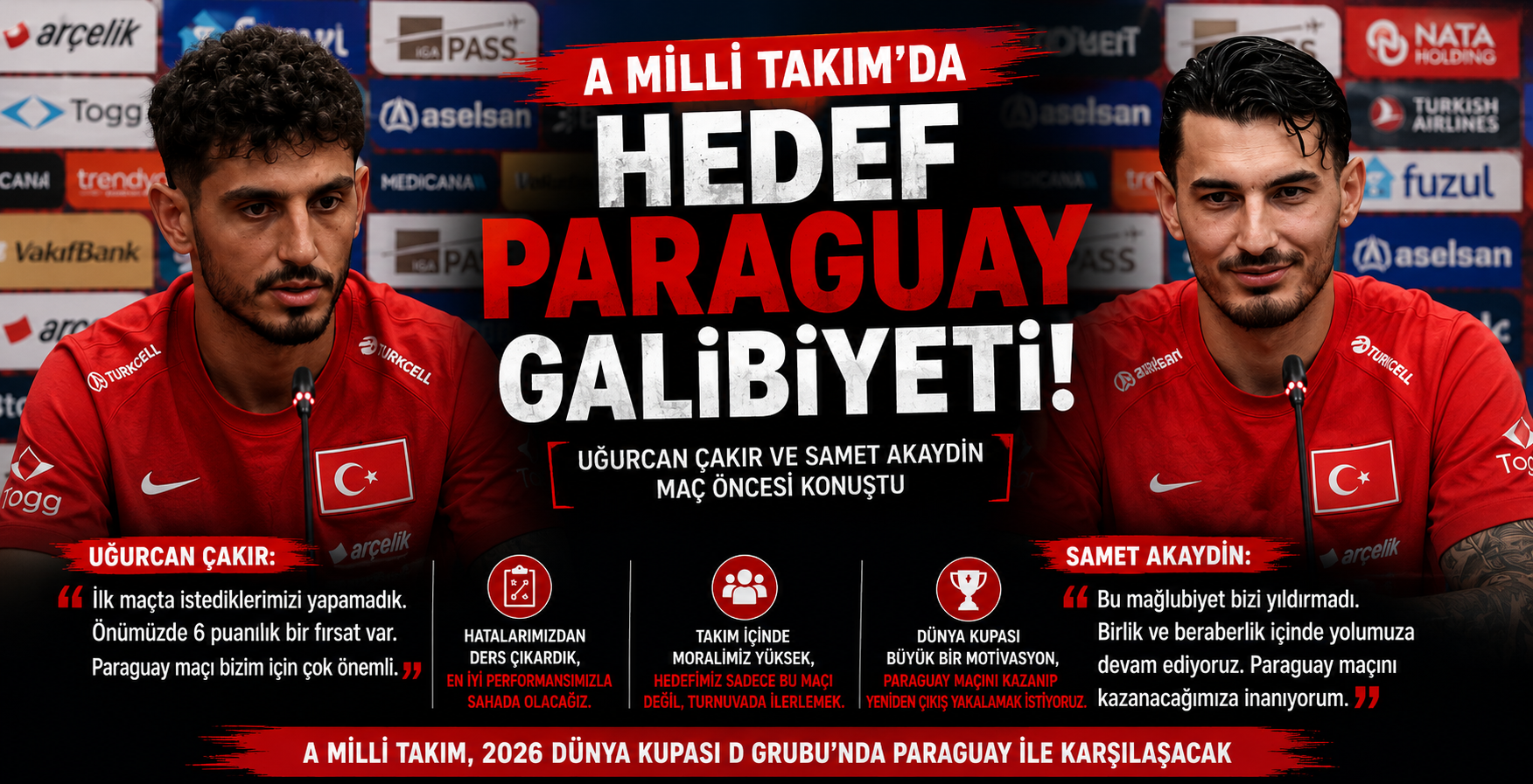Uğurcan ve Samet’ten basın toplantısı: Hedef Paraguay maçı