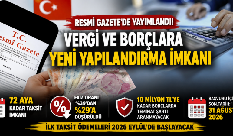 Resmi Gazete’de yayımlandı: Vergi borçlarına yapılandırma fırsatı