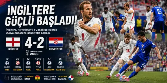 İngiltere’den Gol Şovu: Hırvatistan’ı 4-2 Mağlup Etti