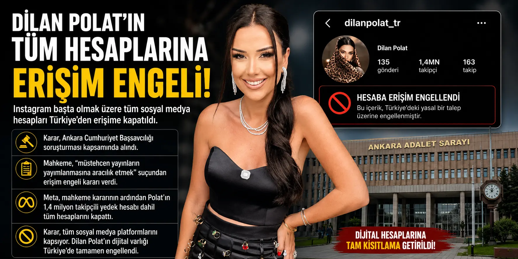 Dilan Polat’ın sosyal medya hesaplarına tamamen erişim engeli