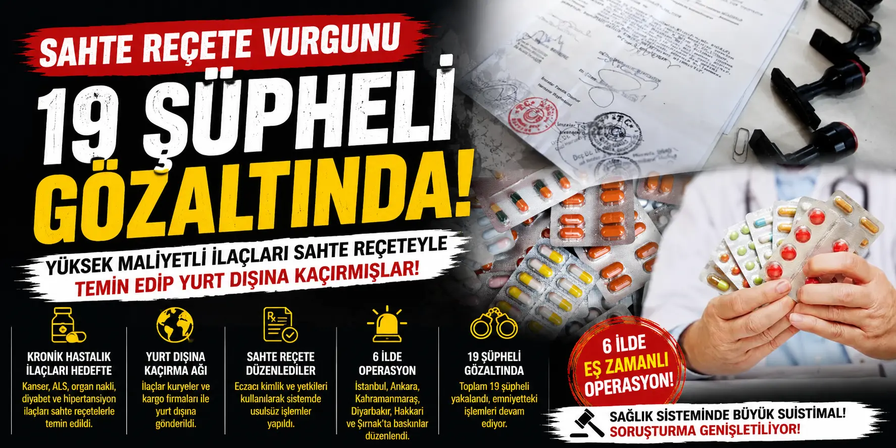 Sahte reçete skandalı: Yüksek maliyetli ilaçlar yurt dışına kaçırıldı
