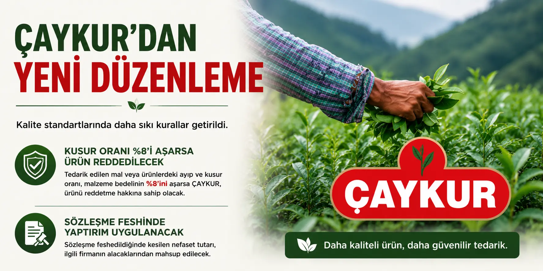 ÇAYKUR’dan yeni düzenleme: Kusur sınırı yüzde 8 oldu