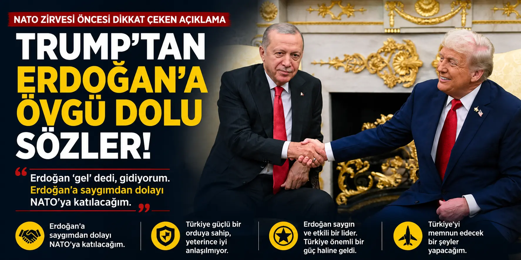 NATO Zirvesi öncesi Trump’tan Erdoğan’a övgü dolu sözler