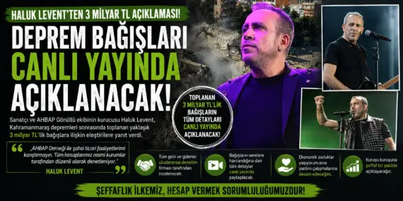 Haluk Levent’ten şeffaflık mesajı: Bağışlar açıklanacak