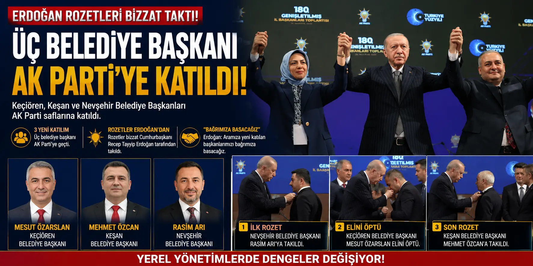 AK Parti’ye üç yeni katılım: Belediye başkanları rozetlerini aldı