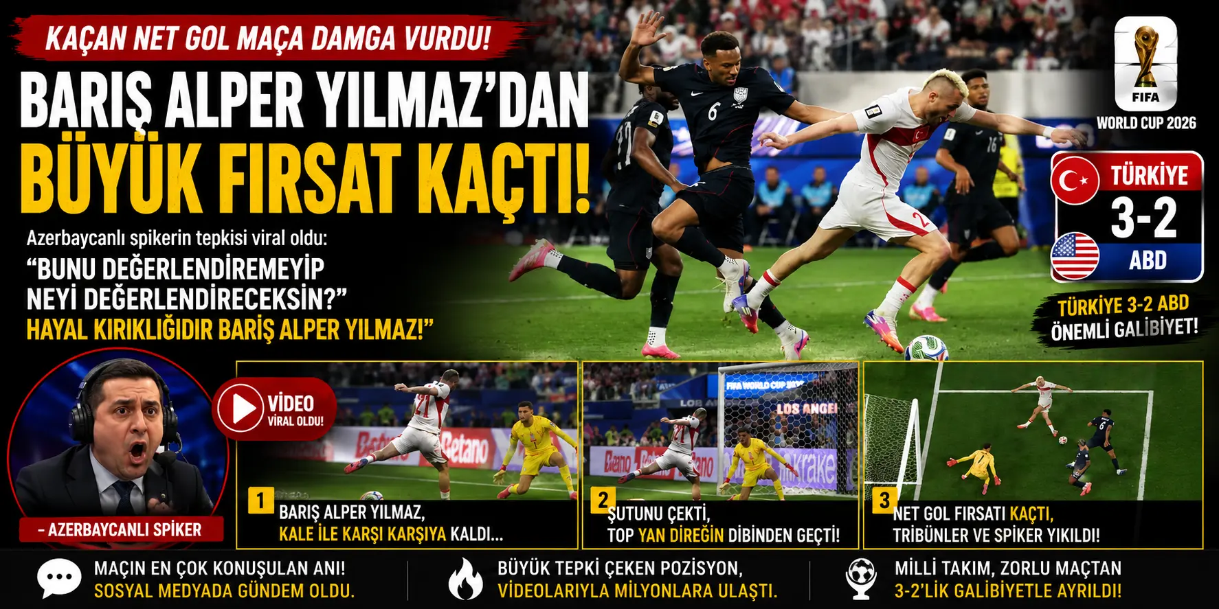 Barış Alper Yılmaz pozisyonu sonrası spikerin duygusal anları