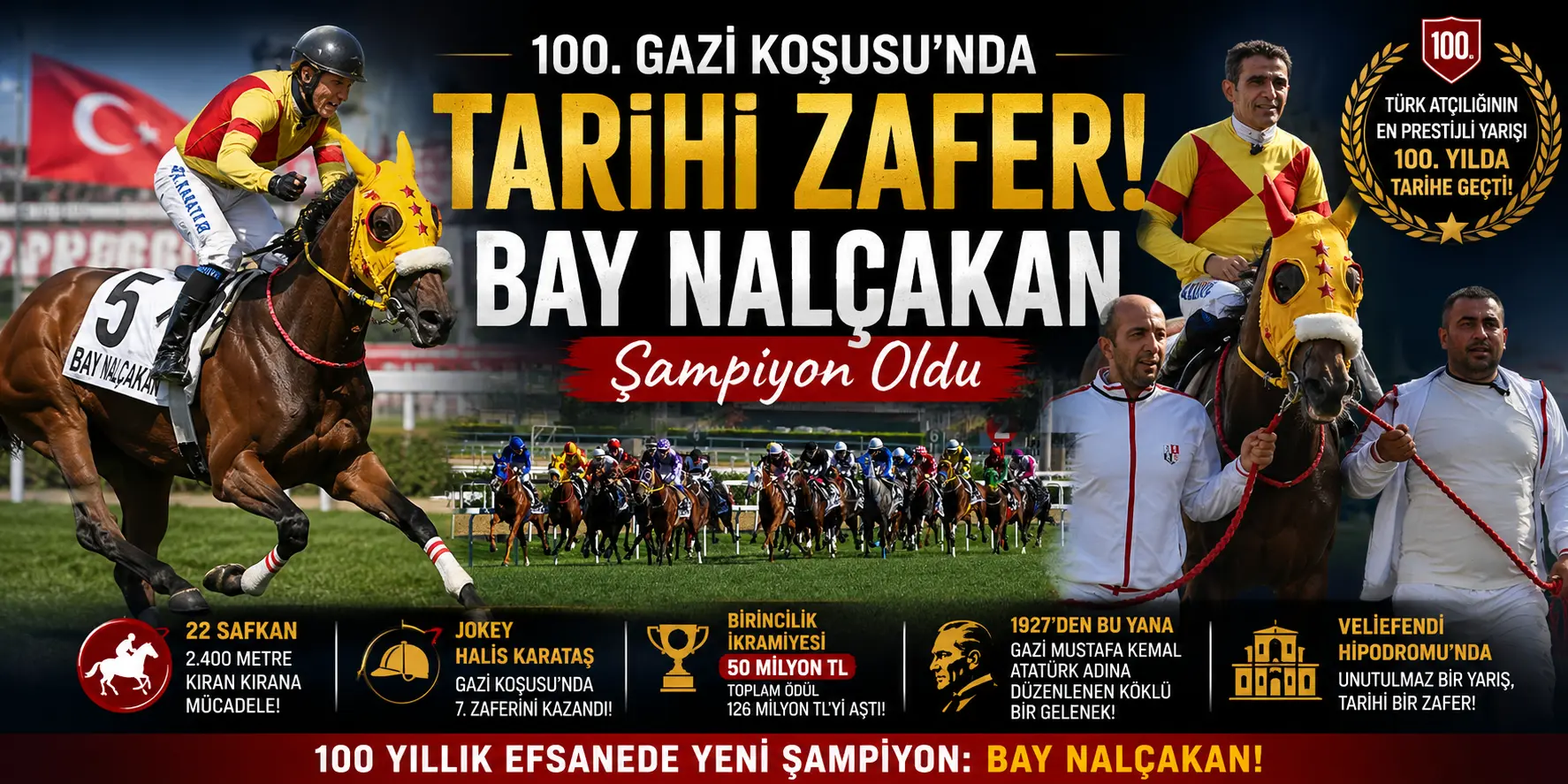 Veliefendi’de Büyük Patlama! Gazi Koşusu’nun 100. Şampiyonu Belli Oldu