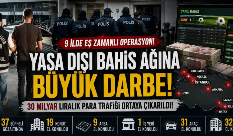 Yasa Dışı Bahis İmparatorluğu Çöküyor! 9 İlde Dev Operasyon