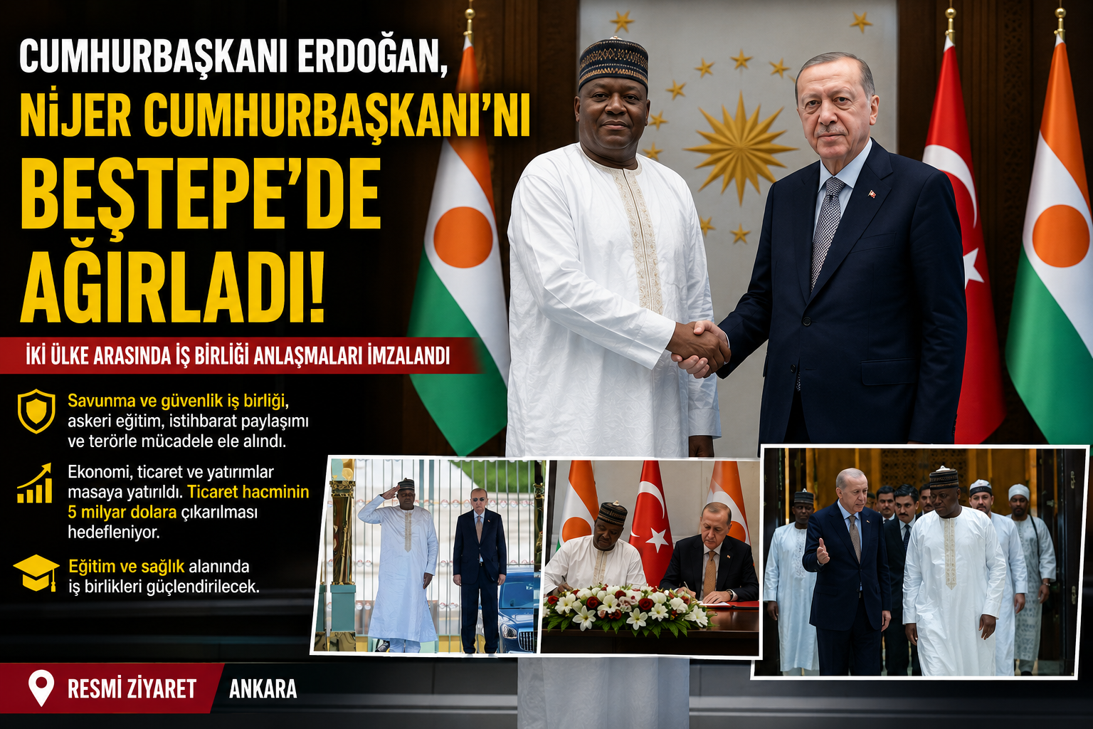 Cumhurbaşkanı Erdoğan, Nijer Cumhurbaşkanı’nı resmi törenle karşıladı