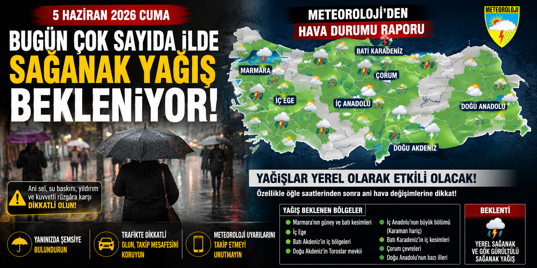 Meteoroloji’den kritik uyarı: Kuvvetli yağışlar geliyor