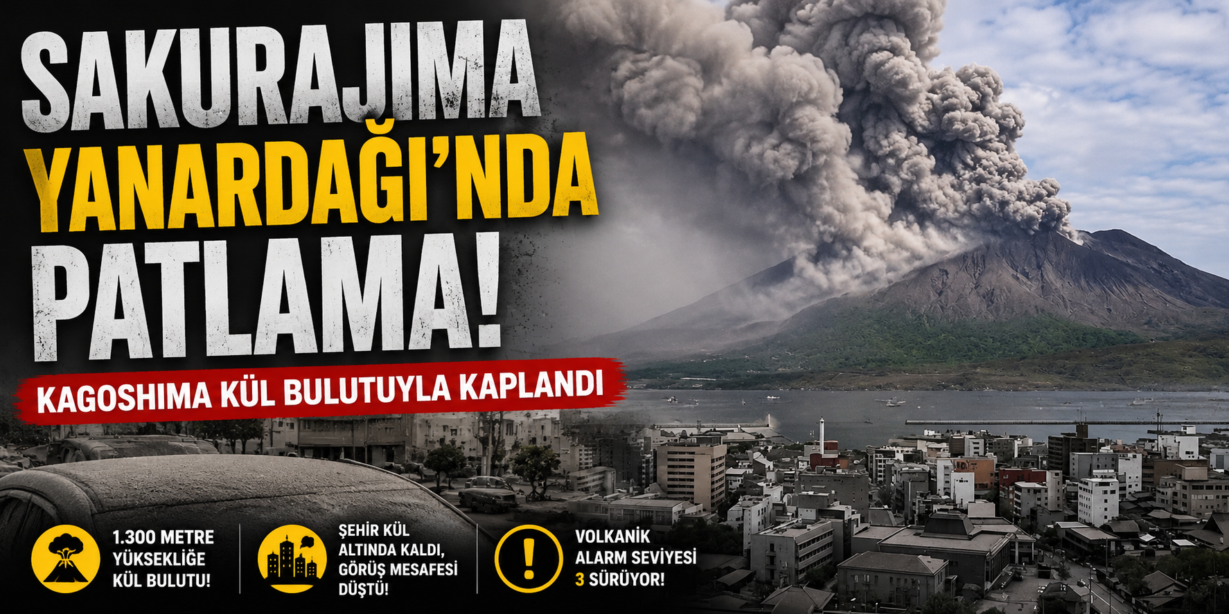 Japonya’da volkan alarmı: Sakurajima patlaması şehri kapladı