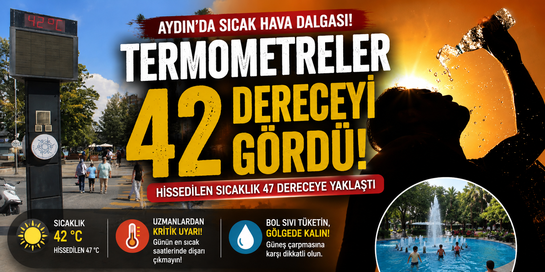 Aydın’da kavurucu sıcaklık: Termometreler 42 dereceyi gördü
