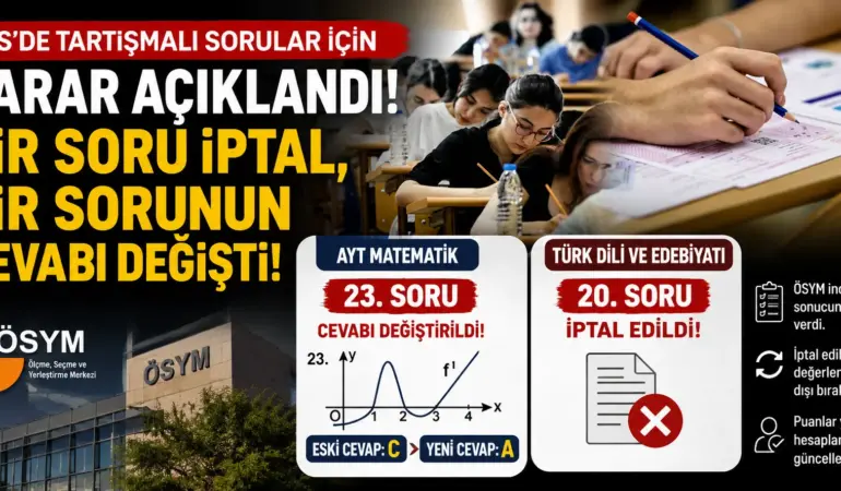 ÖSYM Açıkladı! YKS’de Tartışmalı Sorular İçin Kritik Değişiklik