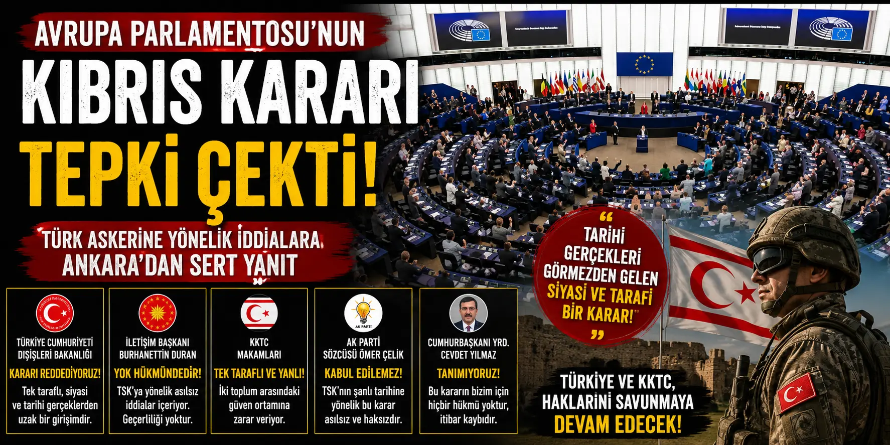 Avrupa Parlamentosu’nda Skandal Kıbrıs Kararı! Türkiye’den Çok Sert Tepki