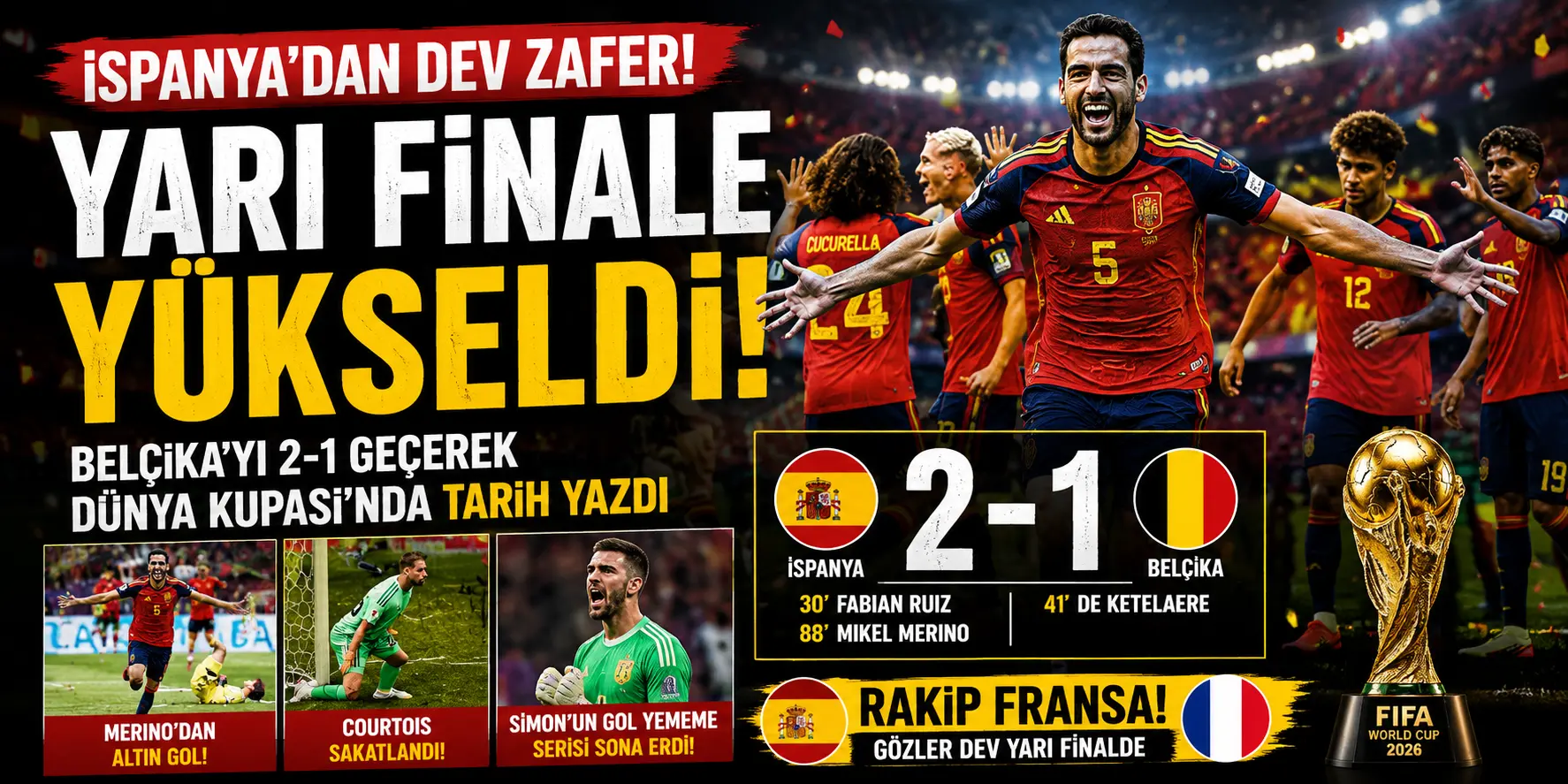 İspanya’dan Dev Gösteri! Belçika’yı Son Dakika Golüyle Yıktı, Yarı Finale Çıktı