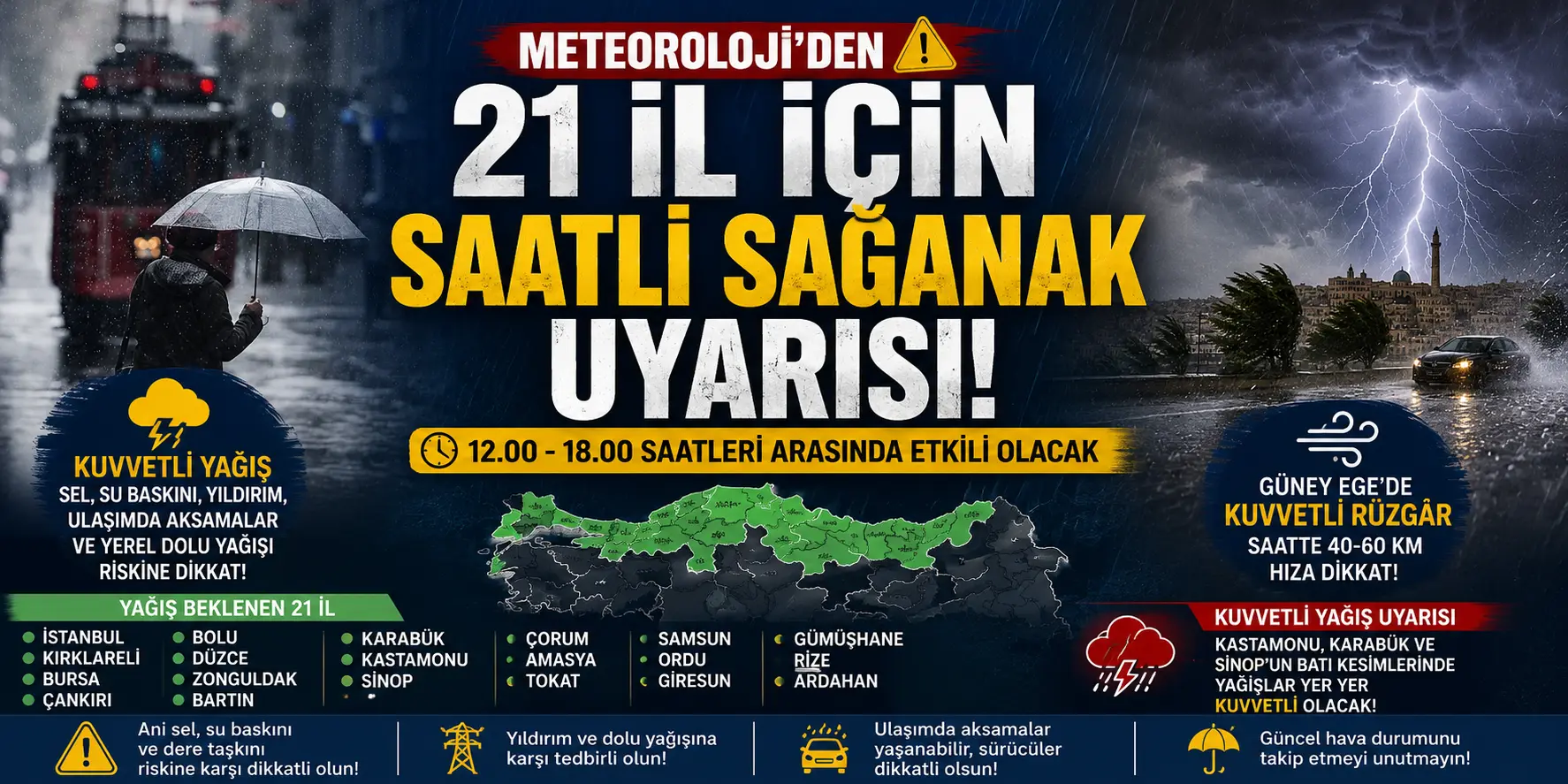 Meteoroloji’den Peş Peşe Uyarılar! Sağanak Hayatı Olumsuz Etkileyecek