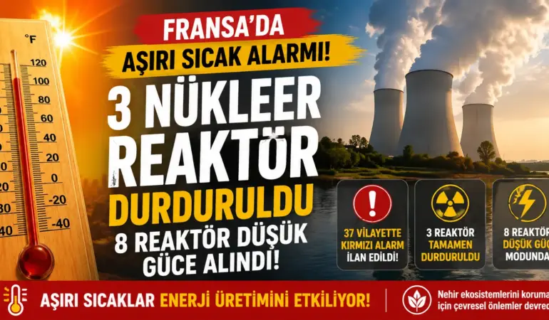 Fransa’da Sıcaklık Krizi! 3 Nükleer Reaktör Devre Dışı Kaldı