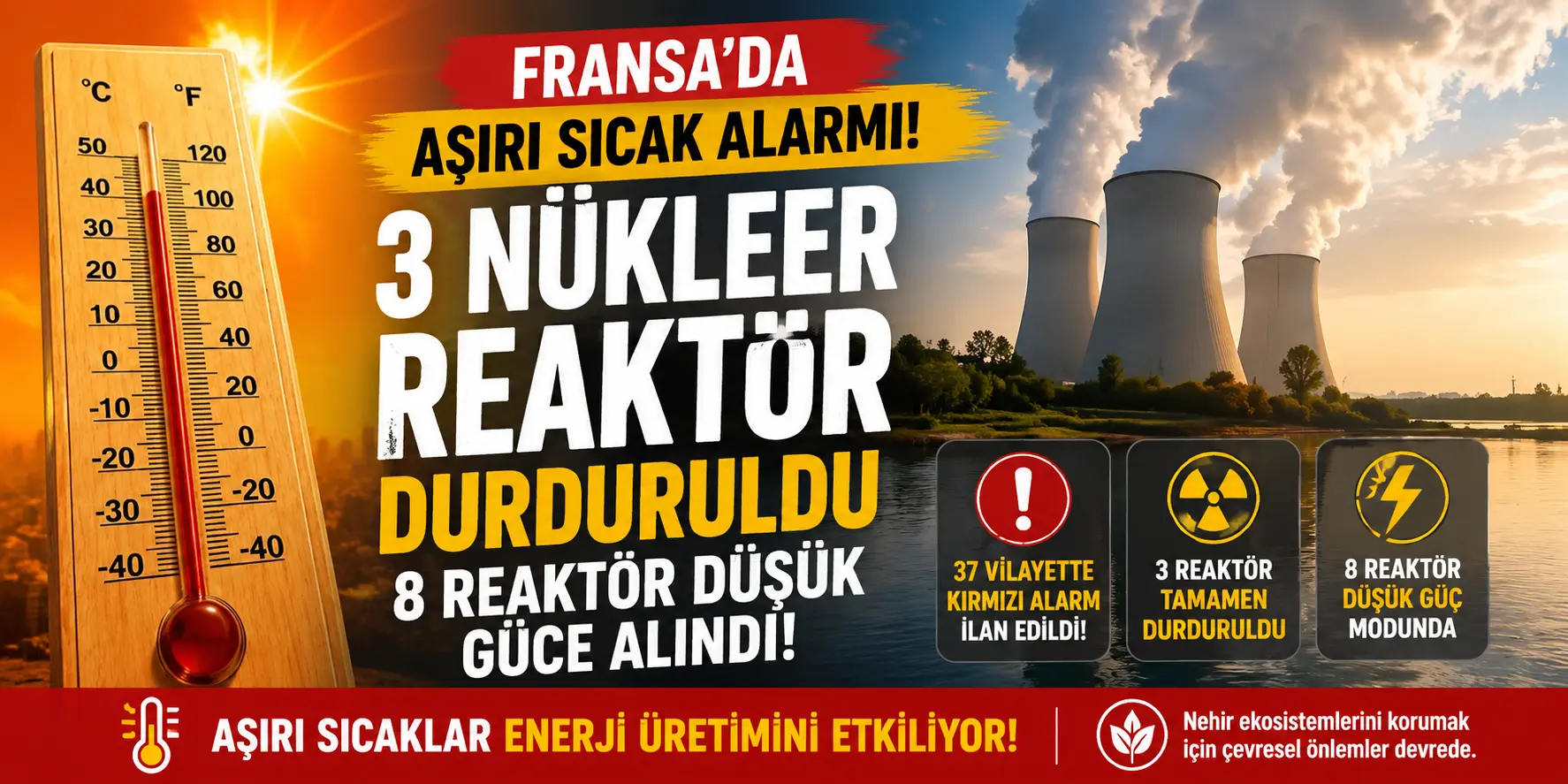Fransa’da Sıcaklık Krizi! 3 Nükleer Reaktör Devre Dışı Kaldı