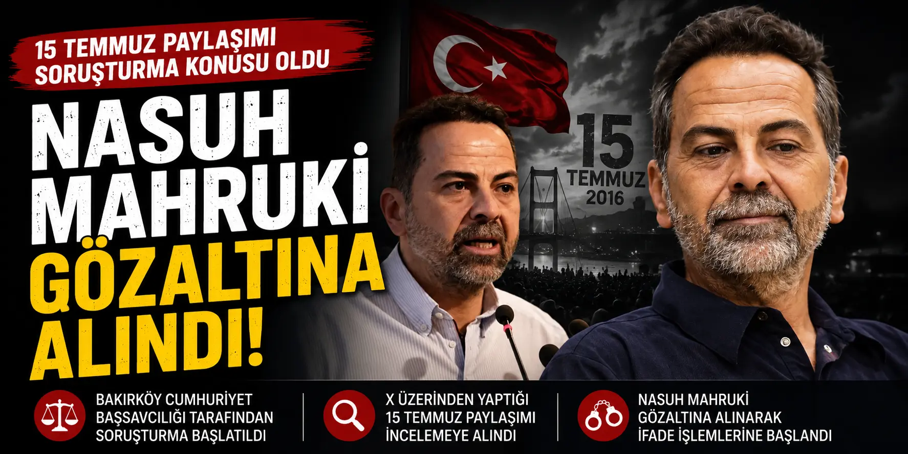 15 Temmuz Paylaşımı Sonrası Nasuh Mahruki Hakkında Soruşturma!