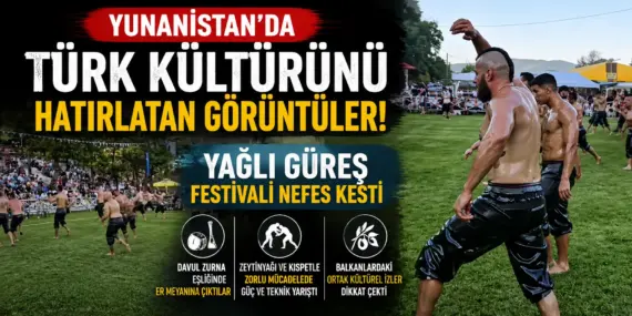 Yunanistan’da Kırkpınar’ı Hatırlatan Görüntüler! Zeytinyağlı Güreş Arenası Doldu Taştı