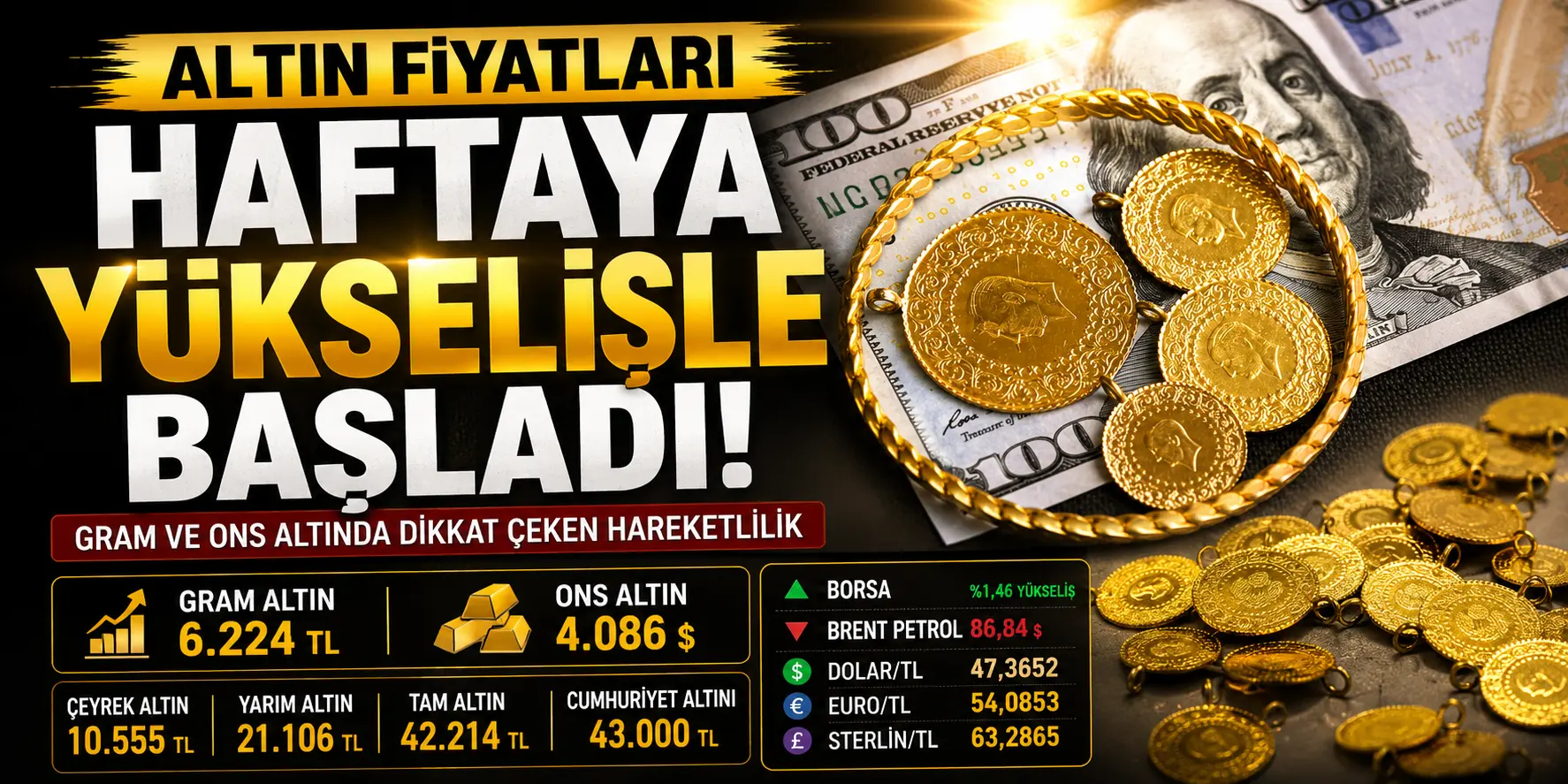 Altında büyük hareket! Gram altın haftaya sert yükselişle başladı