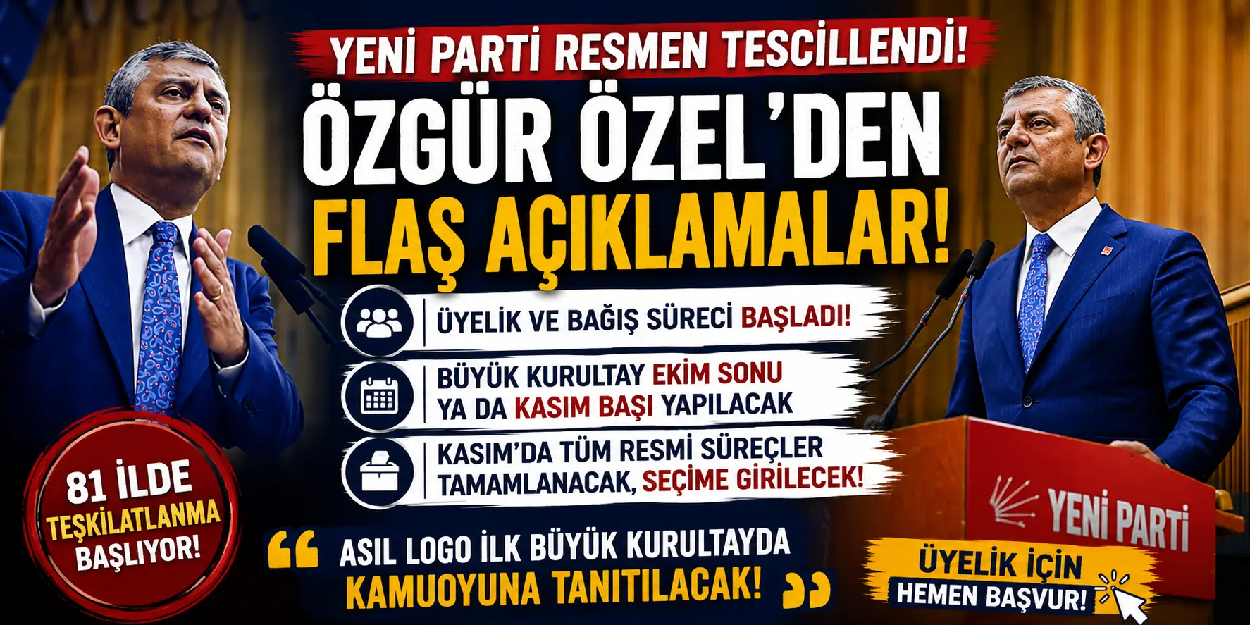 Yeni Parti’de Kritik Süreç Başladı! Özgür Özel’den Büyük Kurultay Açıklaması