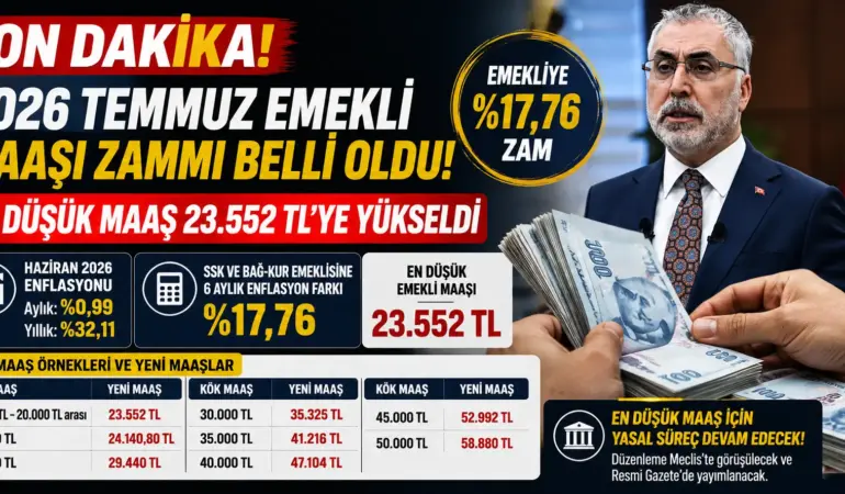 SON DAKİKA! Emekli Zammı Belli Oldu: Maaşlara Yüzde 17,76 Artış