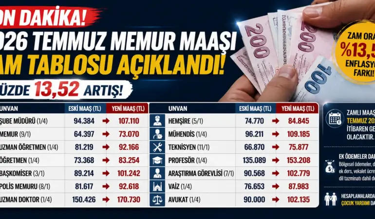 SON DAKİKA! Memur Maaşları Temmuz 2026’da Yeniden Şekillendi