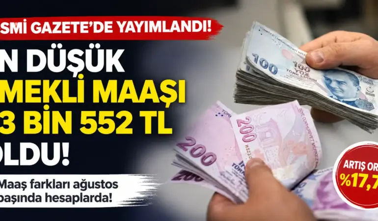 Resmen Yürürlüğe Girdi! En Düşük Emekli Maaşı 23 Bin 552 TL Oldu