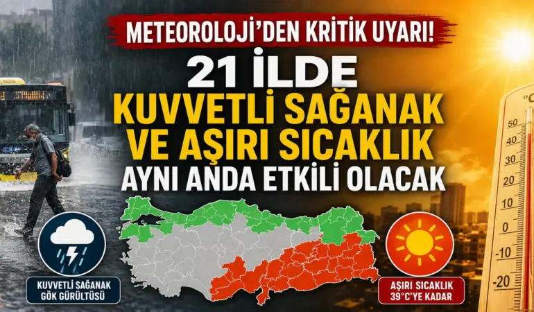 Meteoroloji Alarm Verdi! Kuvvetli Sağanak ve Kavurucu Sıcak Aynı Anda Geliyor