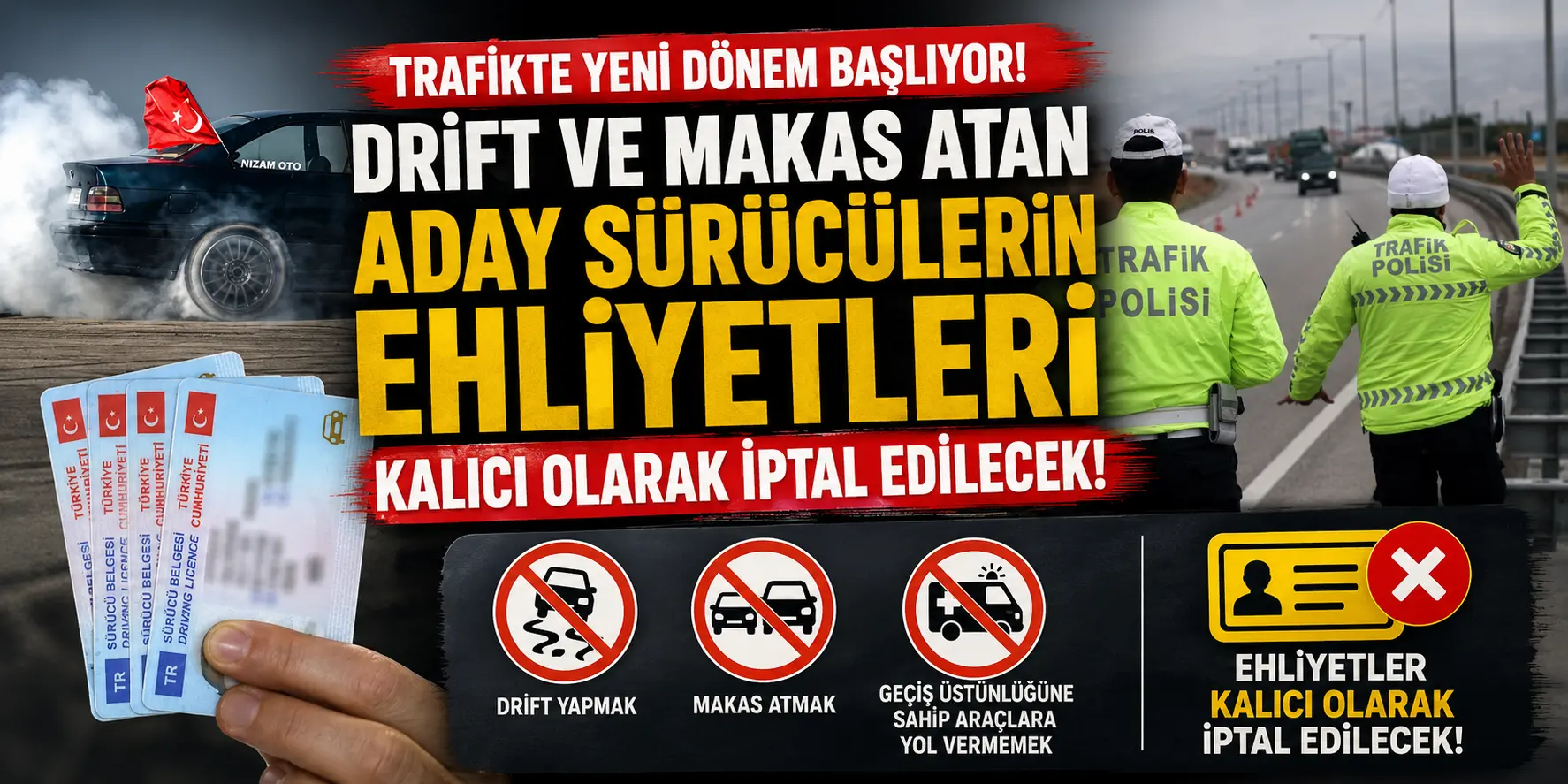 Trafikte Yeni Dönem! Drift ve Makas Atanın Ehliyeti Tek Kalemde İptal Edilecek