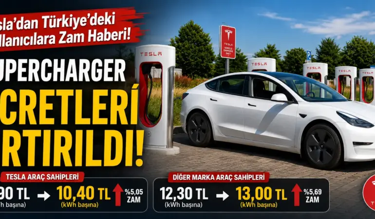Tesla’dan Türkiye’ye Yeni Zam! Supercharger Fiyatları Yine Yükseldi