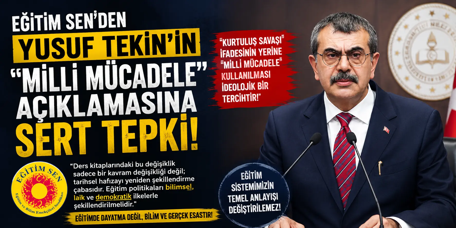 “Kurtuluş Savaşı” Tartışması Büyüyor! Eğitim Sen’den Bakan Tekin’e Sert Tepki