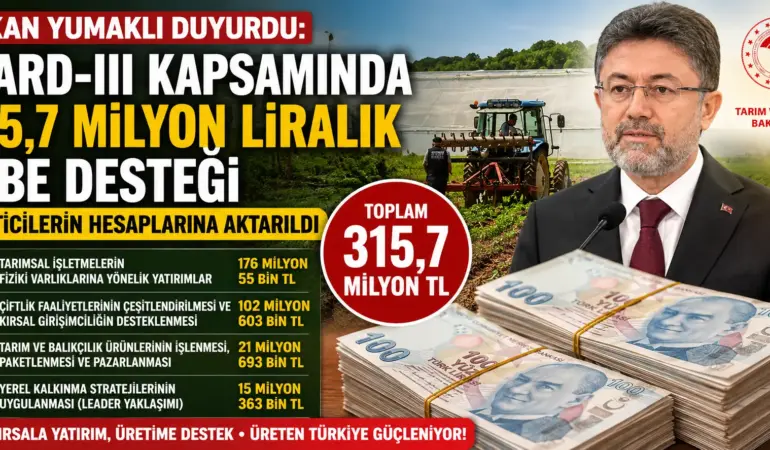 315,7 Milyon Liralık Destek Hesaplarda! Üreticilere Nefes Aldıracak Ödeme