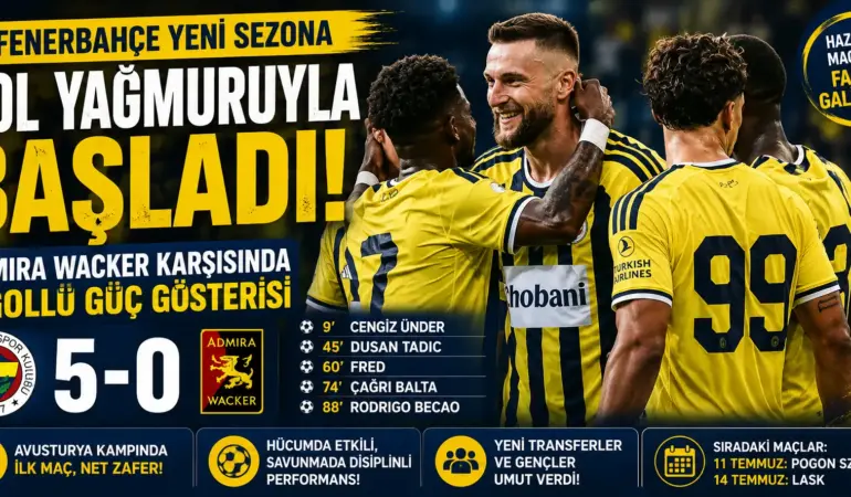 Fenerbahçe’den Gol Şov! Sarı-Lacivertliler İlk Maçta Rakibini 5 Golle Yıktı