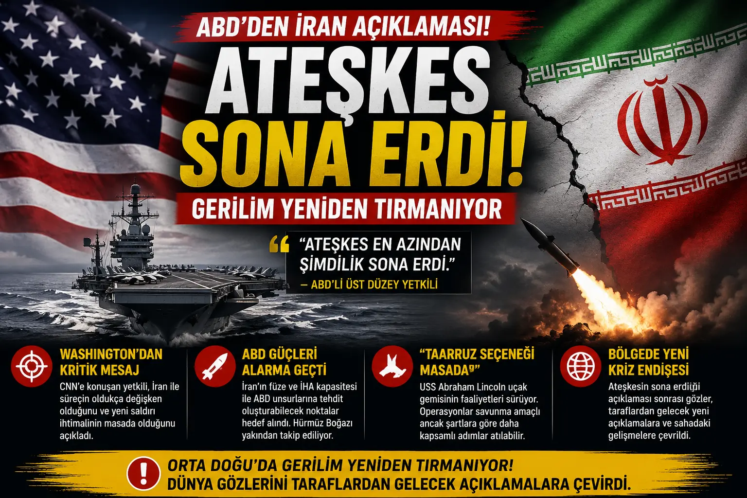 Orta Doğu’da Yeni Kriz! ABD-İran Ateşkesi Resmen Sona Erdi