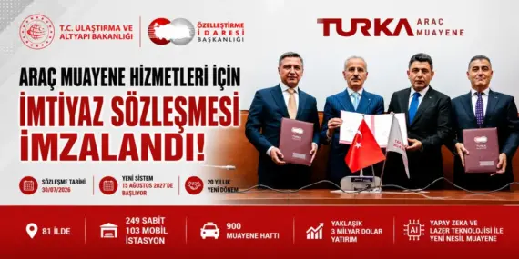 TÜRKİYE’DE ARAÇ MUAYENESİNDE YENİ DÖNEM: TURKA İLE 20 YILLIK İMTİYAZ SÖZLEŞMESİ İMZALANDI