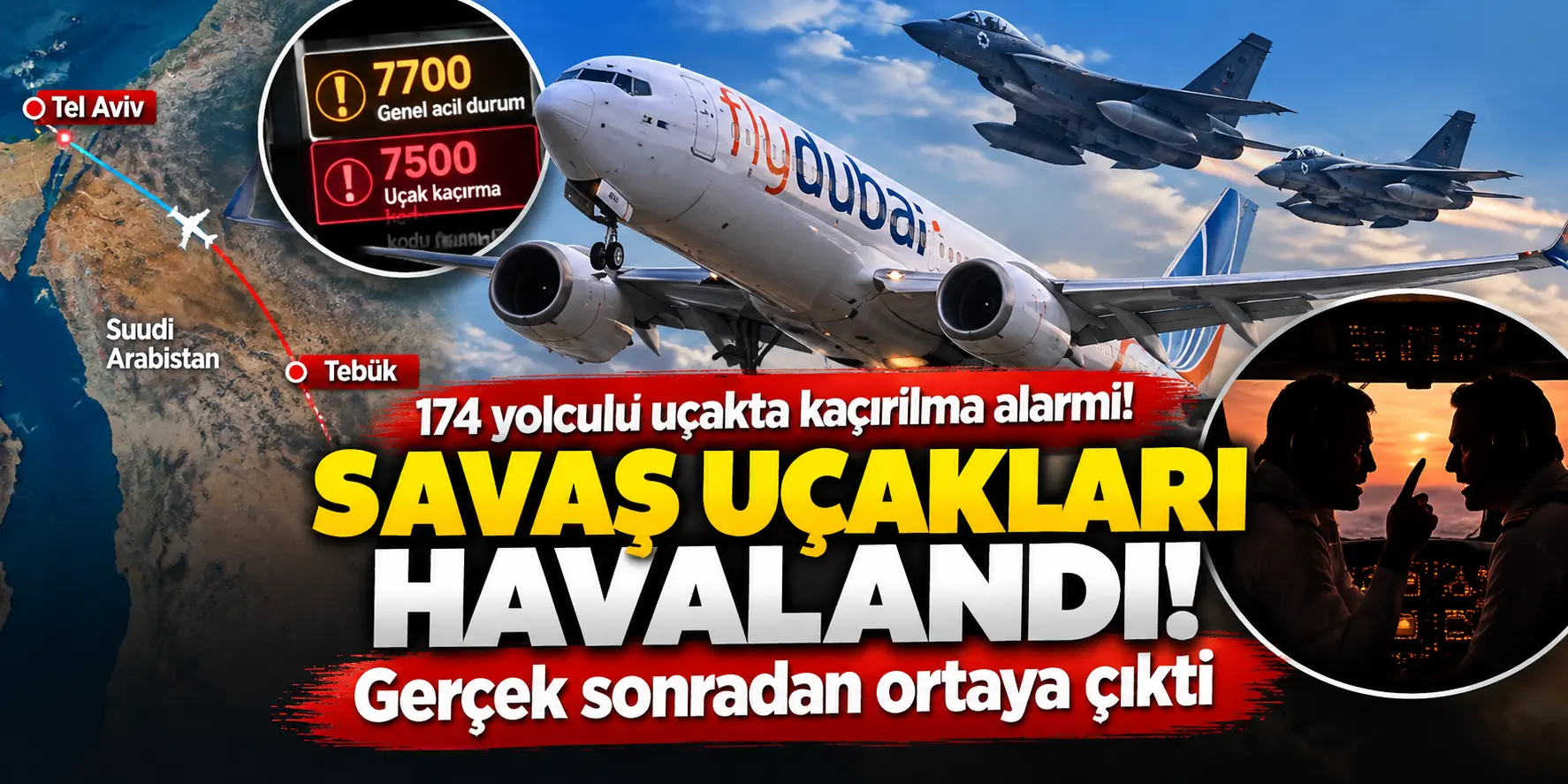 Uçakta 7500 alarmı! 174 yolcu panik yaşadı, savaş uçakları havalandı