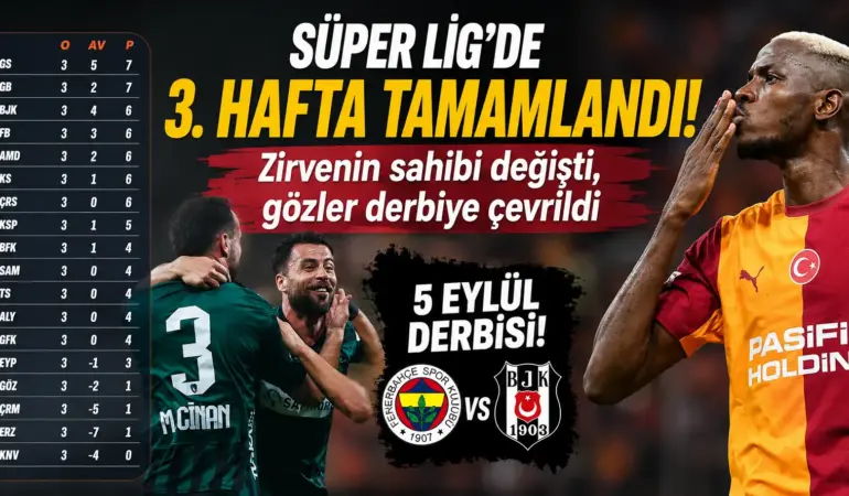Süper Lig’de zirve değişti! Galatasaray liderliği aldı, gözler dev derbide