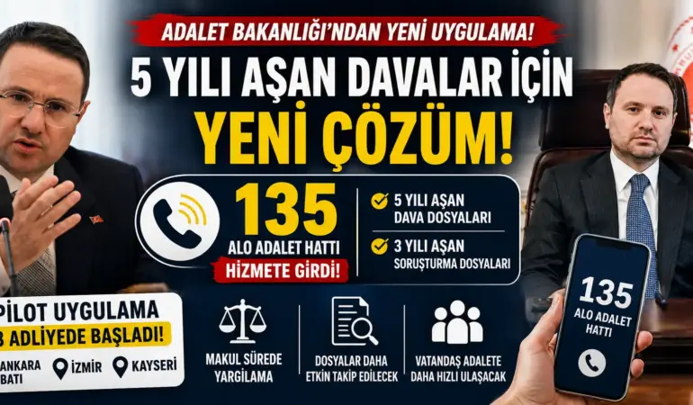 5 yılı aşan davalara yeni çözüm! 135 Alo Adalet Hattı devrede