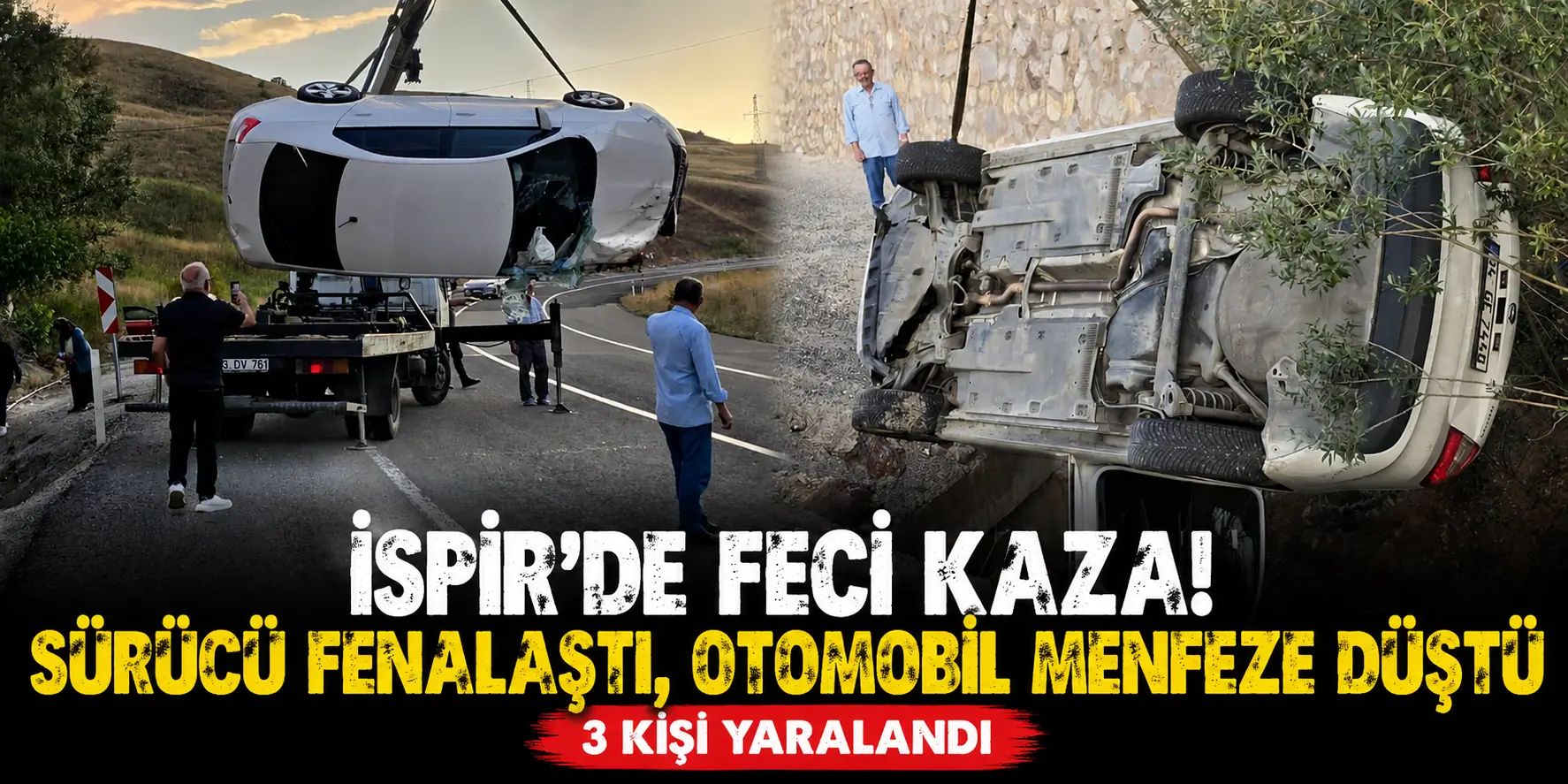Erzurum’da Korkutan Anlar! Direksiyon Başında Fenalaştı, Otomobil Menfeze Uçtu
