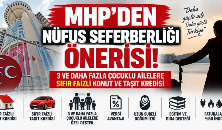 MHP’den Nüfus İçin Radikal Teklif! 3 Çocuklu Ailelere Faizsiz Konut Ve Araç Kredisi